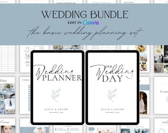 PACKAGED Wedding Day Binder Template, Complete Wedding Planner Template, For the DIY Bride and Wedding Coordinator Canva, Digital Download