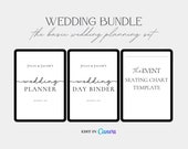 PACKAGED Wedding Day Binder Template, Complete Wedding Planner Template, AND Seating Chart Planner Template, Canva, Complete Wedding Bundle