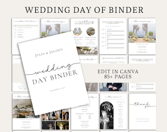 The Ultimate Wedding Day Binder Template, Edit in Canva, Wedding Itinerary, Instant Download, Digital Template, Printable, Wedding Planner