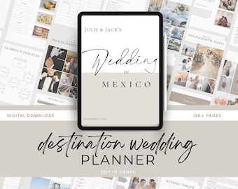 Destination Wedding Planner Template 180+ Pages, Resort Wedding, Beach Wedding, Canva, Digital Download, Budget, Vision Boards, Travel