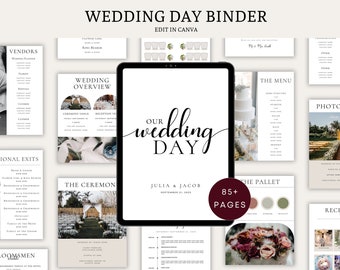 The Ultimate Wedding Day Binder Template, Edit in Canva, Wedding Itinerary, Instant Download, Digital Template, Printable, Wedding Planner