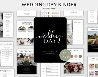 The Ultimate Wedding Day Binder Template, Edit in Canva, Wedding Itinerary, Instant Download, Digital Template, Printable, Wedding Planner