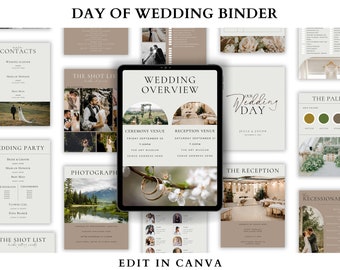 The Ultimate Wedding Day Binder Template, Edit in Canva, Wedding Itinerary, Instant Download, Digital Template, Printable, Wedding Planner