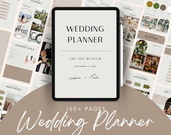 GOODNOTES Modèle de Wedding Planner de 160 pages en téléchargement numérique, format PDF, Wedding Planner minimaliste, Budget, Vision Boards, Lien hypertexte