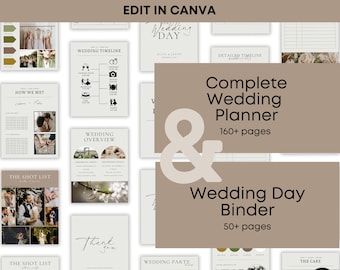 PACKAGED Wedding Day Binder Template, Complete Wedding Planner Template, For the DIY Bride and Wedding Coordinator Canva, Digital Download