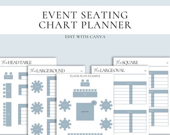 Event Sitzplan Vorlage Download Druckbares Sitzplan-Diagramm Digitale Sitzplanvorlage Hochzeitsempfang Zeremonie Canva Table Plan