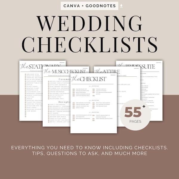 Hochzeits-Checkliste Druckbare Hochzeitsplanungs-Checkliste Hochzeits-Checklisten-Vorlage Hochzeitsplan-Checkliste Hochzeitsplaner-Checklisten-Vorlage