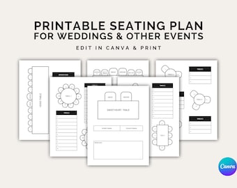 Event Seating Plan Template, Download, Printable, Digital Seating Plan, Event Table Seating Arrangement, Weddings, Edit in Canva