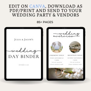 The Ultimate Wedding Day Binder Template, Edit in Canva, Wedding Itinerary, Instant Download, Digital Template, Printable, Wedding Planner image 2