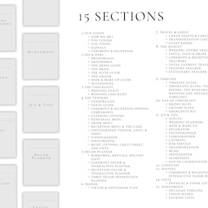 200 Pages Minimalist Wedding Planner Digital Template, Edit in Canva, Ultimate Wedding Guide, Decor Planner, Wedding Checklists, Timelines image 5