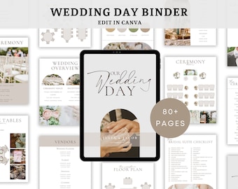 The Ultimate Wedding Day Binder Template, Edit in Canva, Wedding Itinerary, Instant Download, Digital Template, Printable, Wedding Planner
