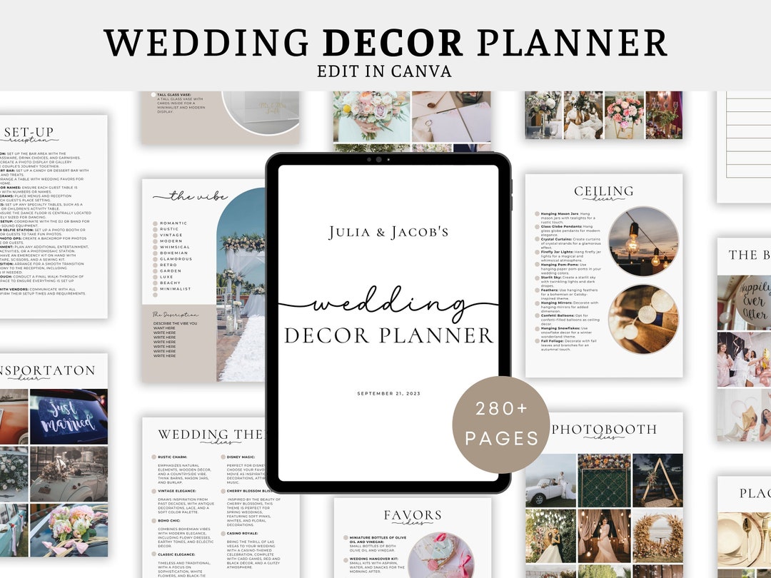 The Ultimate Wedding Decor Planner Template, Canva, DIY Wedding ...