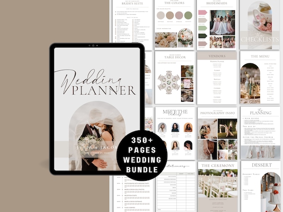 350+ Page Wedding Template Bundle, Canva, Wedding Planner, Wedding Itinerary, Wedding Day of, Wedding Checklists, Mobile Wedding Template