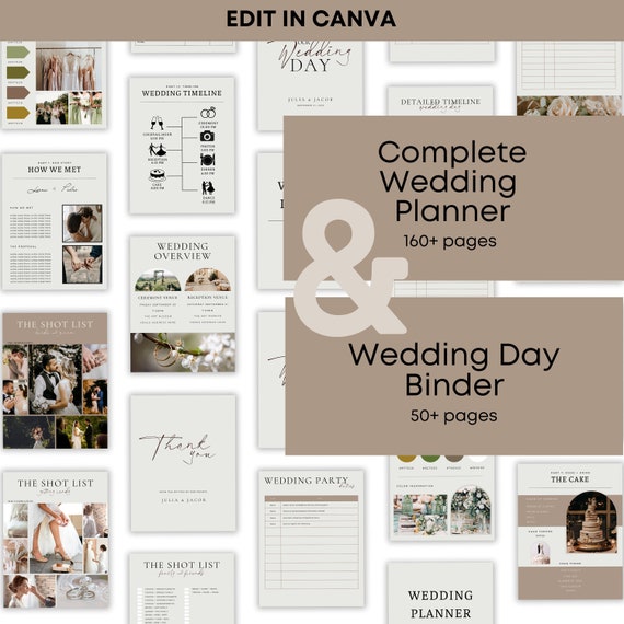 PACKAGED Wedding Day Binder Template, Complete Wedding Planner Template, For the DIY Bride and Wedding Coordinator Canva, Digital Download