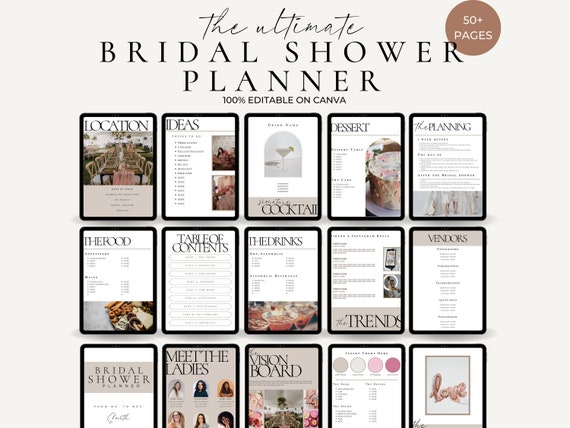 Bridal Shower Planner Template, 50+ Pages, Canva Template, Wedding Shower Planner, Maid of Honor Planner, MOH Checklist, Bridesmaids Planner