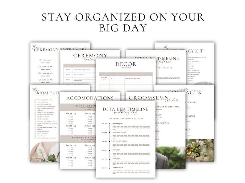 The Ultimate Wedding Day Binder Template, Edit in Canva, Wedding Itinerary, Instant Download, Digital Template, Printable, Wedding Planner image 8