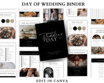 The Ultimate Wedding Day Binder Template, Edit in Canva, Wedding Itinerary, Instant Download, Digital Template, Printable, Wedding Planner