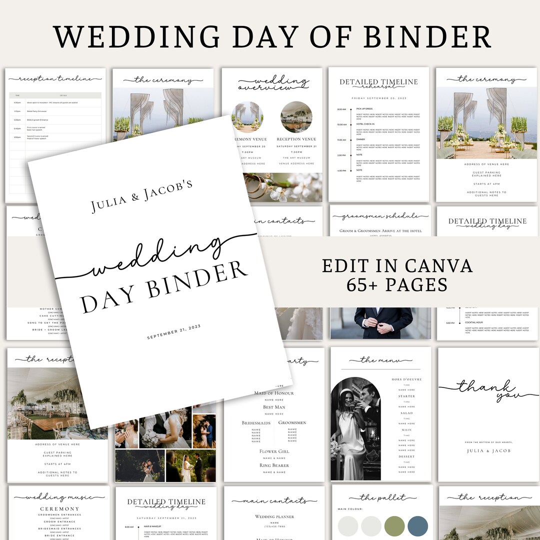 The Ultimate Wedding Day Binder Template Edit in Canva Etsy The Ultimate Wedding Day Binder Template Edit in Canva Etsy