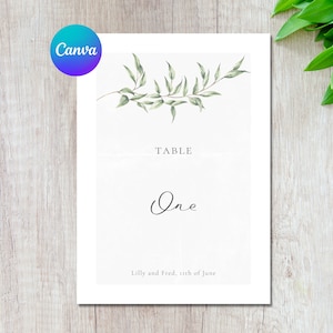Table Numbers Template for Rustic/Barnhouse Weddings/Events with greenery 1-20 Instant Download with Canva