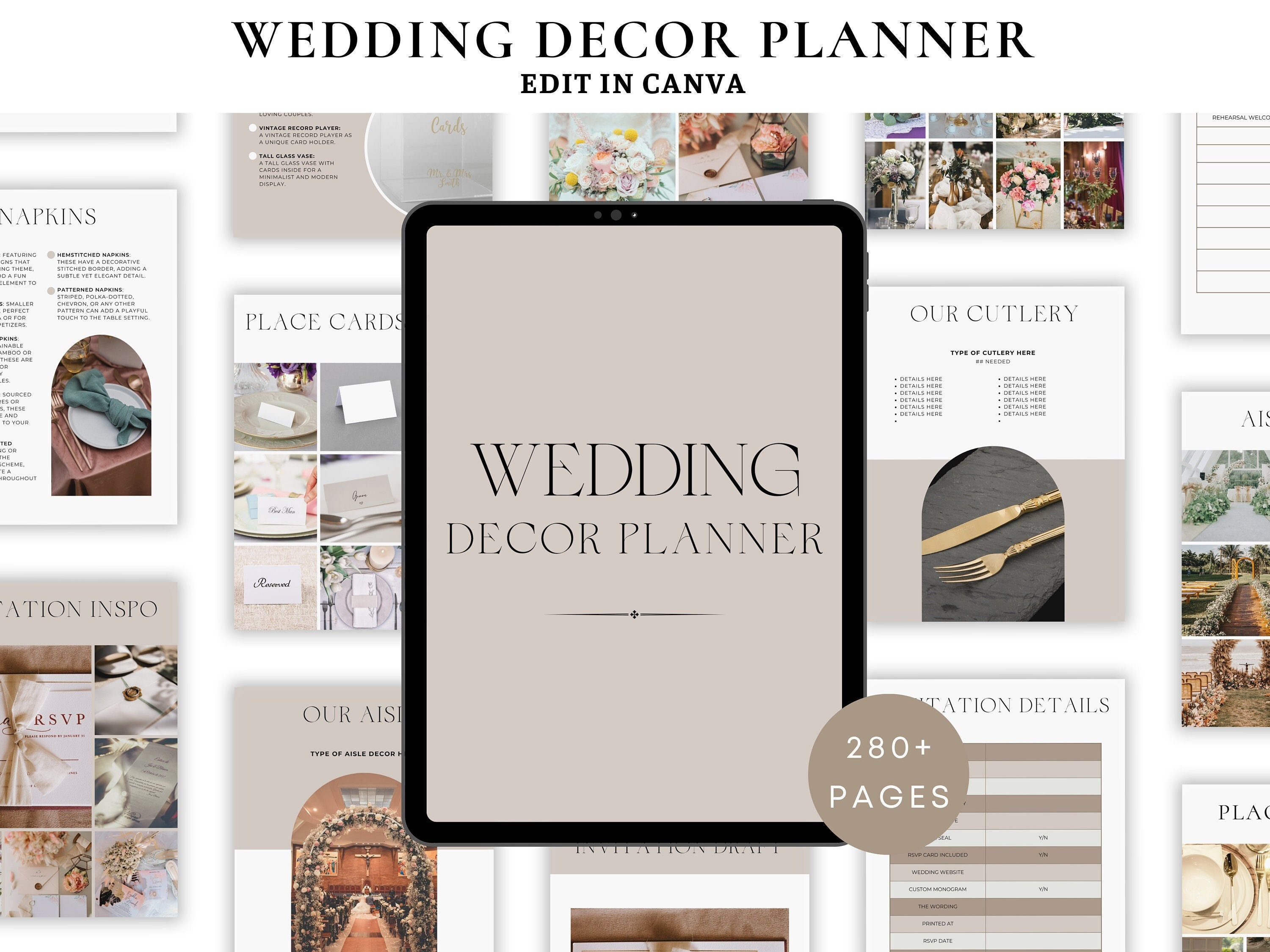 The Ultimate Wedding Decor Planner Template, Canva, DIY Wedding ...
