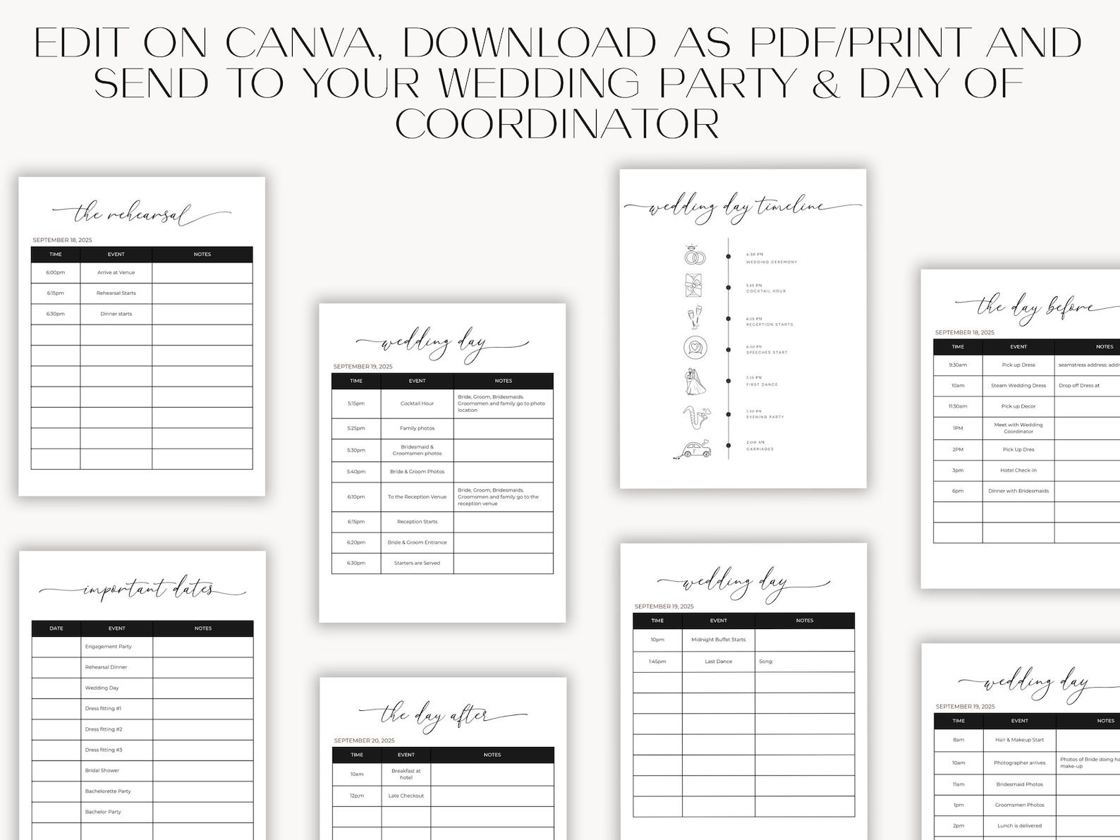 digital-wedding-timeline-template-wedding-schedule-wedding-etsy
