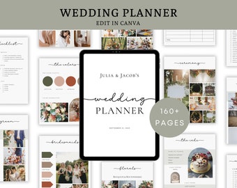 160+ Pages Wedding Planner Template Digital Template, Ultimate Wedding, Minimalist Wedding Planner, Budget, Vision Boards, Hyperlinked Canva