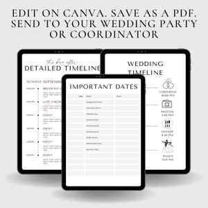 Digital Wedding Timeline Template, Wedding Schedule Itinerary Template, Canva, Wedding Itinerary, Wedding Coordinator, Wedding Planner image 3