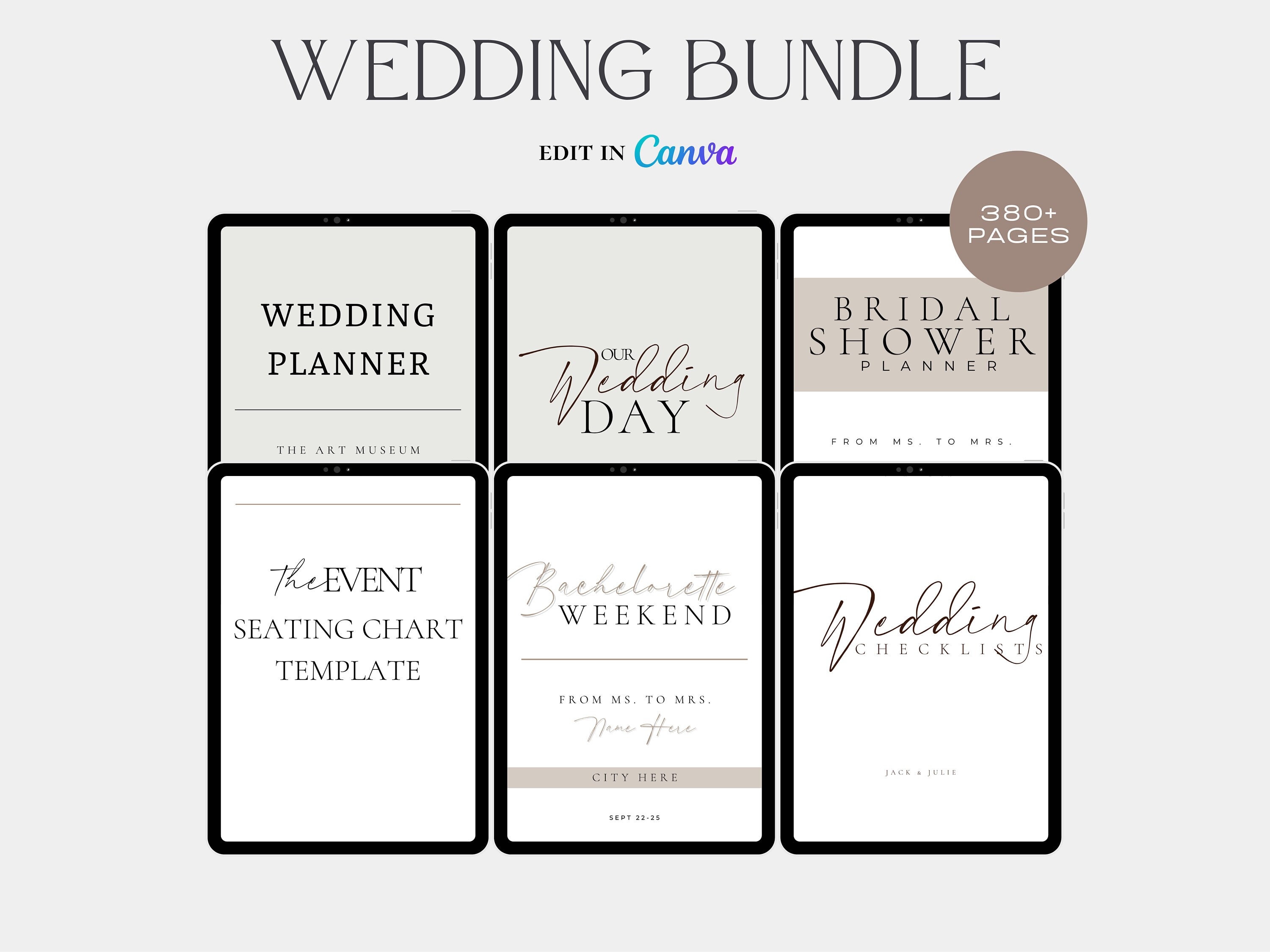 Complete Wedding Day Bundle Template, Wedding Planner Bachelorette & Bridal Shower Planner Seating Chart, Wedding Checklists, Wedding Day-Of