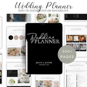 GOODNOTES 200+ Pages Wedding Planner Template Digital Download, PDF format,  Minimalist Wedding Planner, Budget, Vision Boards, Hyperlinked