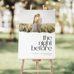 Rehearsal Dinner Welcome Sign with Photo, Editable Welcome Sign Template, The Night Before, Decorations, Wedding Rehearsal, Before Wedding