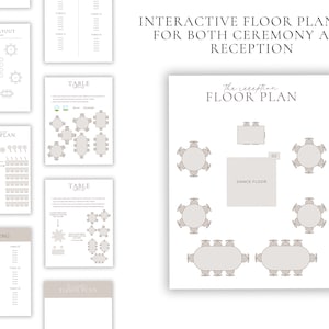 May include: A printable wedding reception floor plan template featuring a dance floor, tables, and chairs. The template is designed to help couples plan the layout of their reception.