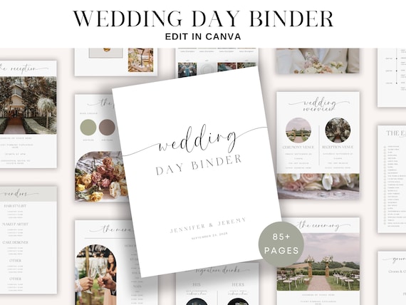 The Ultimate Wedding Day Binder Template, Wedding Itinerary, Wedding Timeline, Day of Binder, Digital Template, Canva, Wedding Planner
