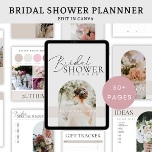 Bridal Shower Planner Template, 50+ Pages, Canva Template, Wedding Shower Planner, Maid of Honor Planner, MOH Checklist, Bridesmaids Planner