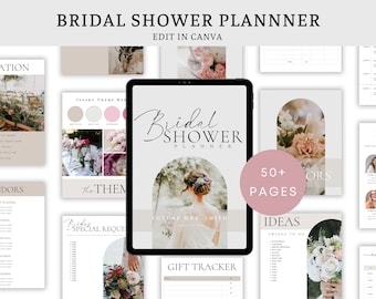 Bridal Shower Planner Template, 50+ Pages, Canva Template, Wedding Shower Planner, Maid of Honor Planner, MOH Checklist, Bridesmaids Planner