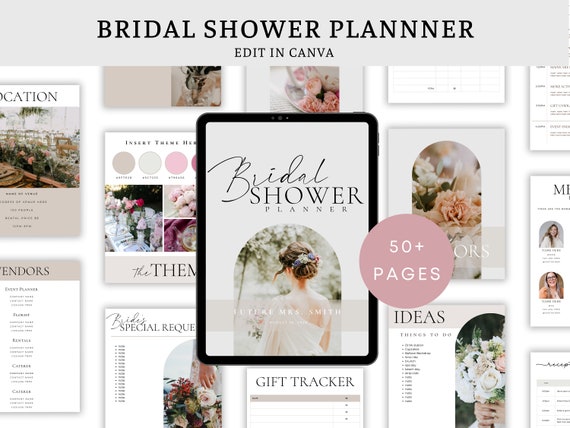 Bridal Shower Planner Template, 50+ Pages, Canva Template, Wedding Shower Planner, Maid of Honor Planner, MOH Checklist, Bridesmaids Planner