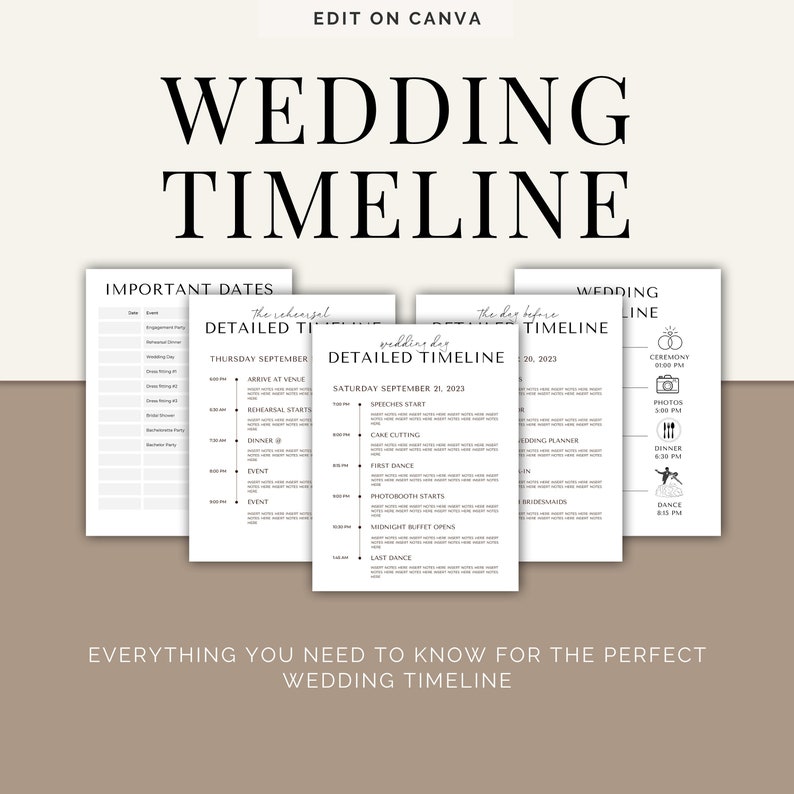 Digital Wedding Timeline Template, Wedding Schedule Itinerary Template, Canva, Wedding Itinerary, Wedding Coordinator, Wedding Planner image 5