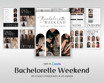 Bachelorette Itinerary Template For Mobile, Weekend Itinerary, Digital Invitation, Bachelorette Weekend, Itinerary Planner Template, Canva