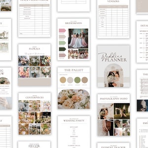 200 Pages Minimalist Wedding Planner Digital Template, Edit in Canva, Ultimate Wedding Guide, Decor Planner, Wedding Checklists, Timelines image 3