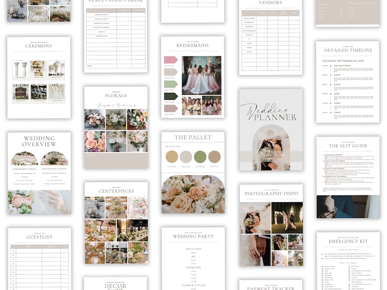 200 Pages Minimalist Wedding Planner Digital Template, Edit in Canva, Ultimate Wedding Guide, Decor Planner, Wedding Checklists, Timelines image 3