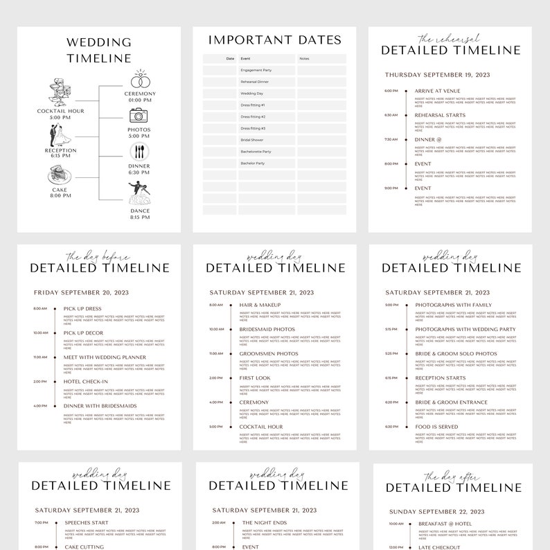 Digital Wedding Timeline Template, Wedding Schedule Itinerary Template, Canva, Wedding Itinerary, Wedding Coordinator, Wedding Planner image 4