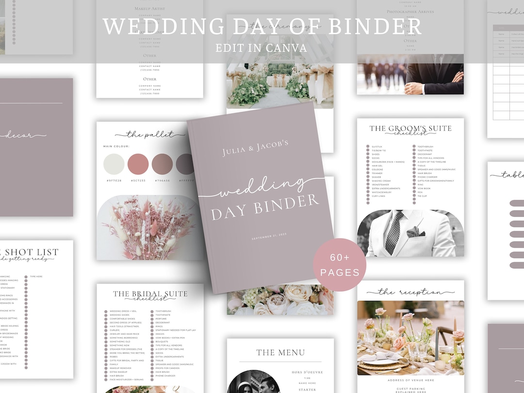 The Ultimate Wedding Day Binder Template, Edit in Canva, Wedding
