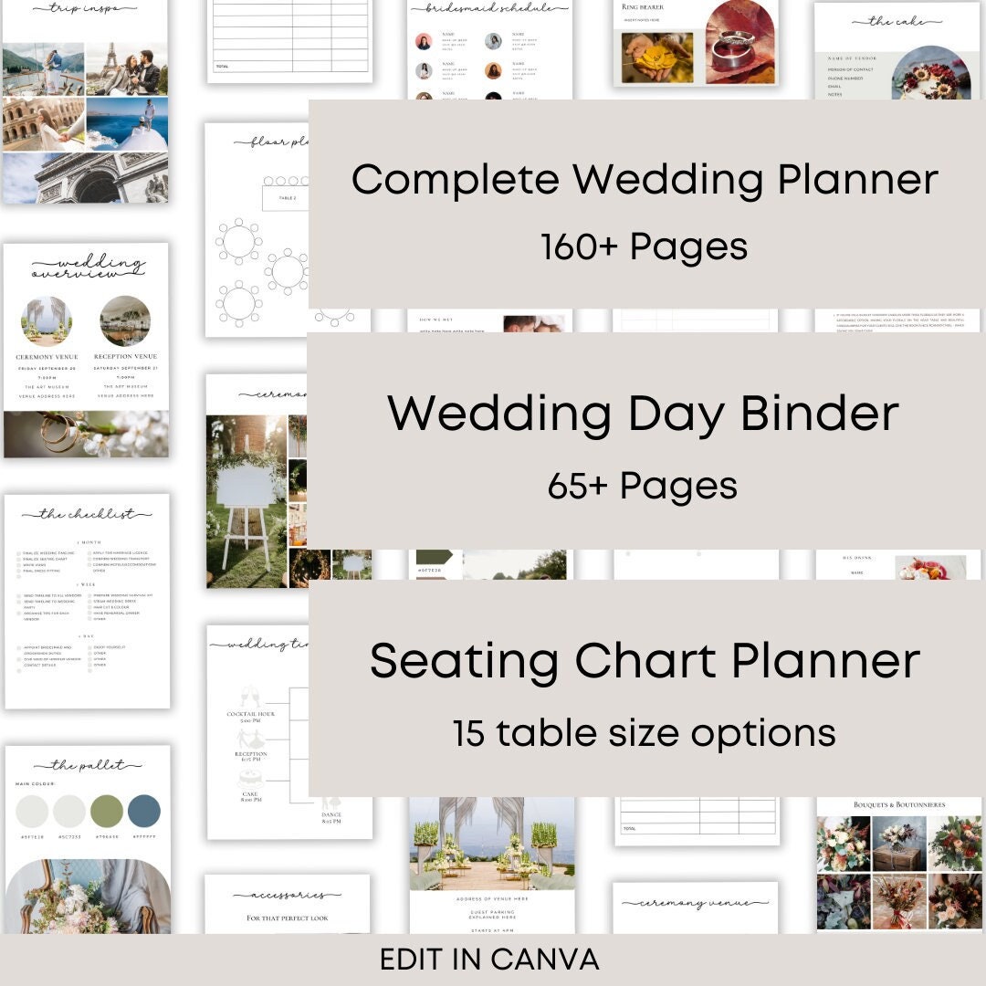 PACKAGED Wedding Day Binder Template, Complete Wedding Planner Template PACKAGED Wedding Day Binder Template, Complete Wedding Planner Template