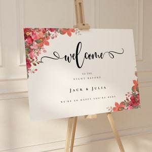 Rehearsal Dinner Welcome Sign with Photo, Editable Welcome Sign Template, The Night Before, Decorations, Wedding Rehearsal, Before Wedding