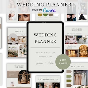 200 Pages Minimalist Wedding Planner Digital Template Printable Download Editable with Canva Ultimate Wedding Guide Tiktok Instagram Trends