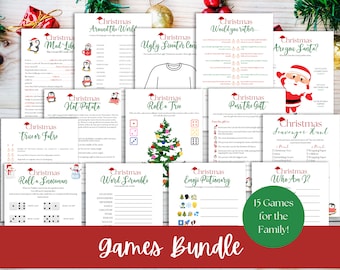 Christmas Game Bundle, DIGITAL Download, Holiday Family Fun Gift Christmas Party Games, Christmas Family Games Christmas Printable