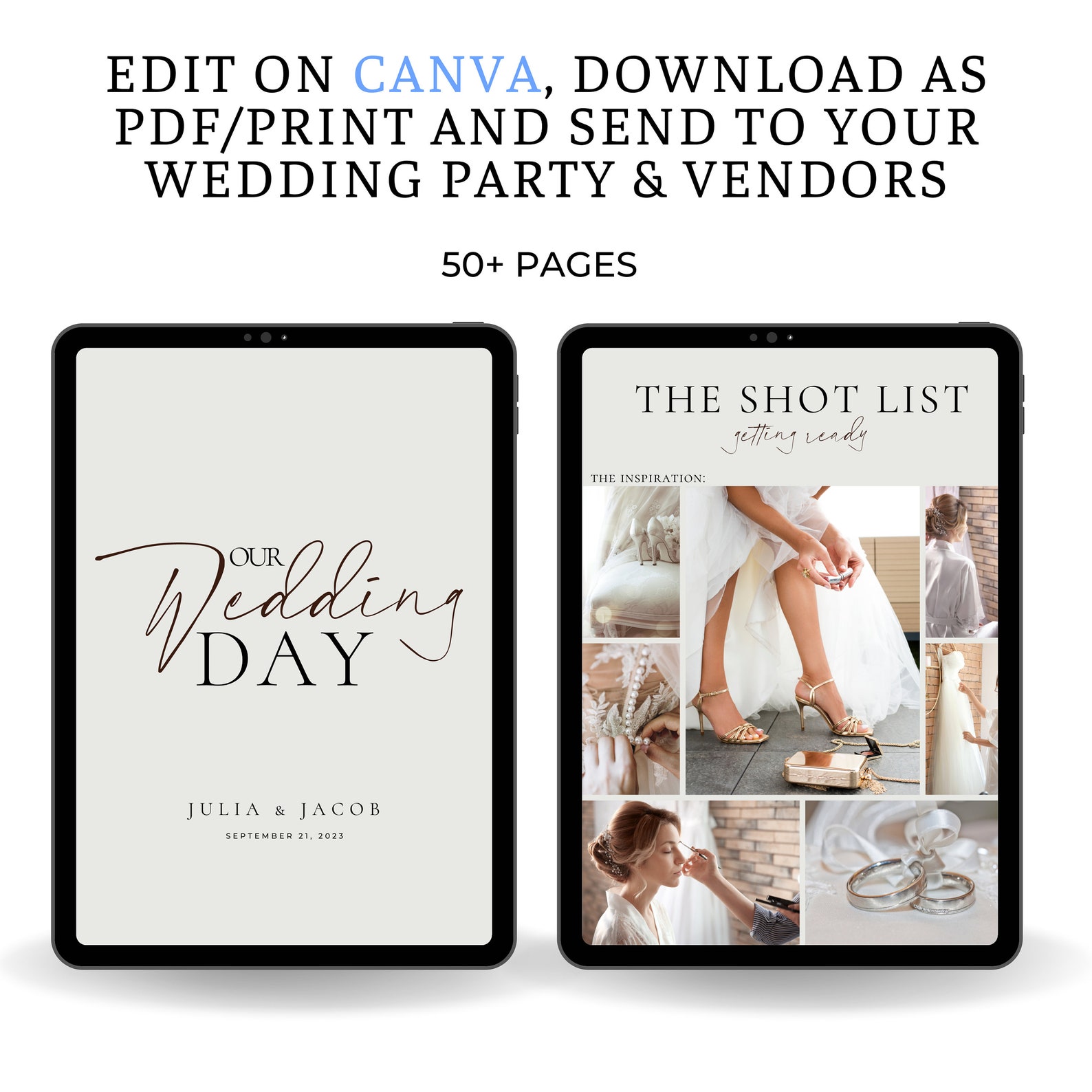 The Ultimate Wedding Day Binder Template, Edit in Canva, Wedding