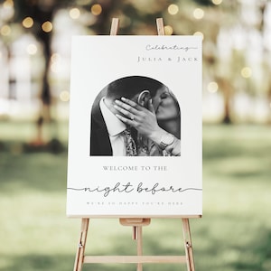 Rehearsal Dinner Welcome Sign with Photo, Editable Welcome Sign Template, The Night Before, Decorations, Wedding Rehearsal, Before Wedding