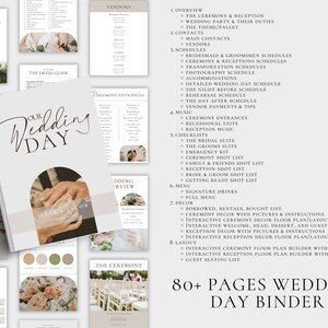 K&ouml;nnte beinhalten: Ein Hochzeitstag-Ordner mit &uuml;ber 80 Seiten, mit einem wei&szlig;en Cover mit dem Text "Our Wedding Day" und einem Foto von den H&auml;nden eines Paares. Der Ordner enth&auml;lt Abschnitte f&uuml;r die Zeremonie, den Empfang, die Anbieter, die Zeitpl&auml;ne, die Checklisten und mehr.