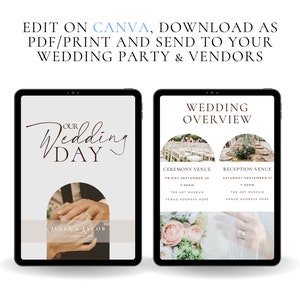 The Ultimate Wedding Day Binder Template, Edit in Canva, Wedding Itinerary, Instant Download, Digital Template, Printable, Wedding Planner image 9