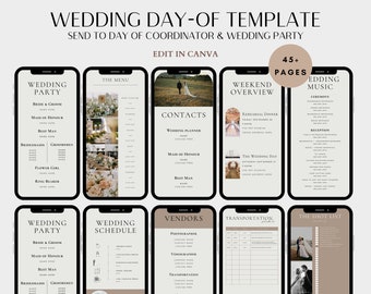 Wedding Day Binder Template for Phone, Wedding Weekend Itinerary, Canva, Wedding Guide, Editable Template Wedding Planner Digital Download